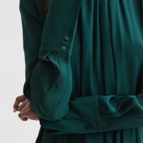 Reiss Phoenix Pleated Long Sleeve Midi Dress NWT (new w tags) - Picture 5 of 6